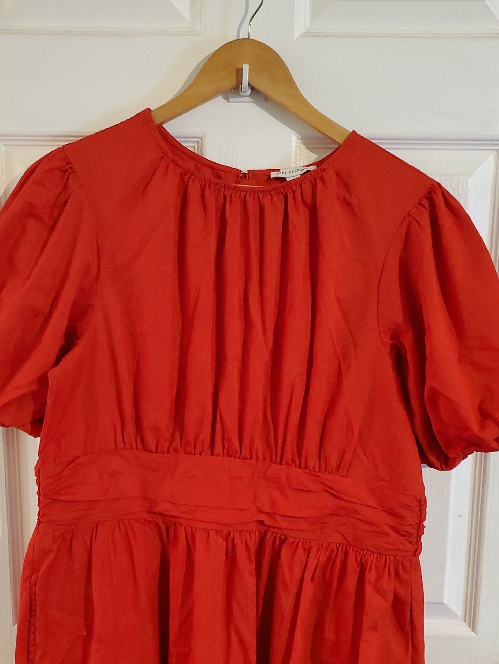 Red Puff-Sleeve Women's Dress